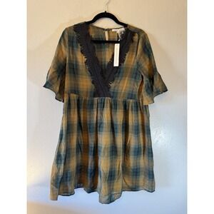 Symphony A-Line Plaid Lace V Neck‎ Pullover Dress Size S